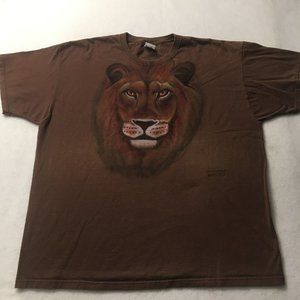 VTG 90’s LION EYE ON SURVIVAL TIGER NATURE wild sunset T-Shirt graphic